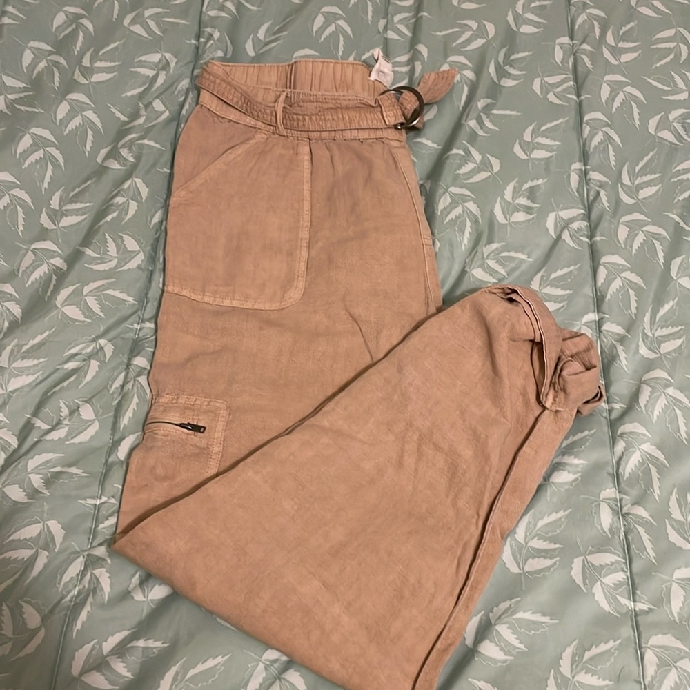 Tan Nicole Miller Linen Pants